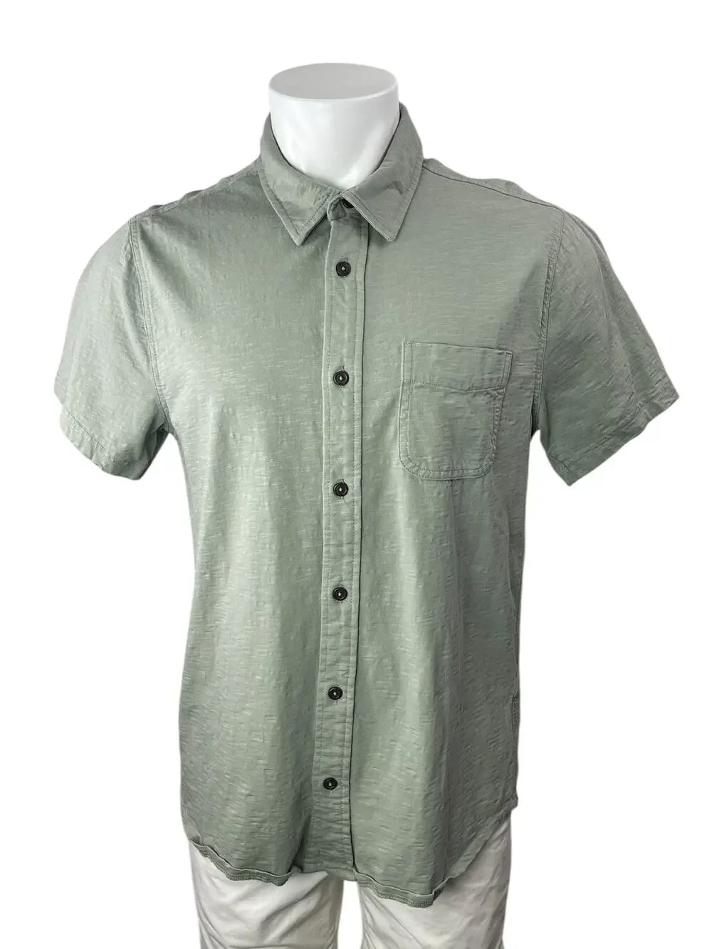 J.Crew Men's Green Chest Pocket Short Sleeve Casual Button Down Shirt Top Size L